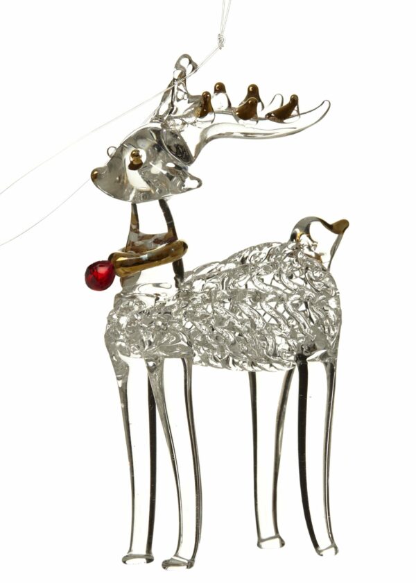 Glass Reindeer Hanging Decoration