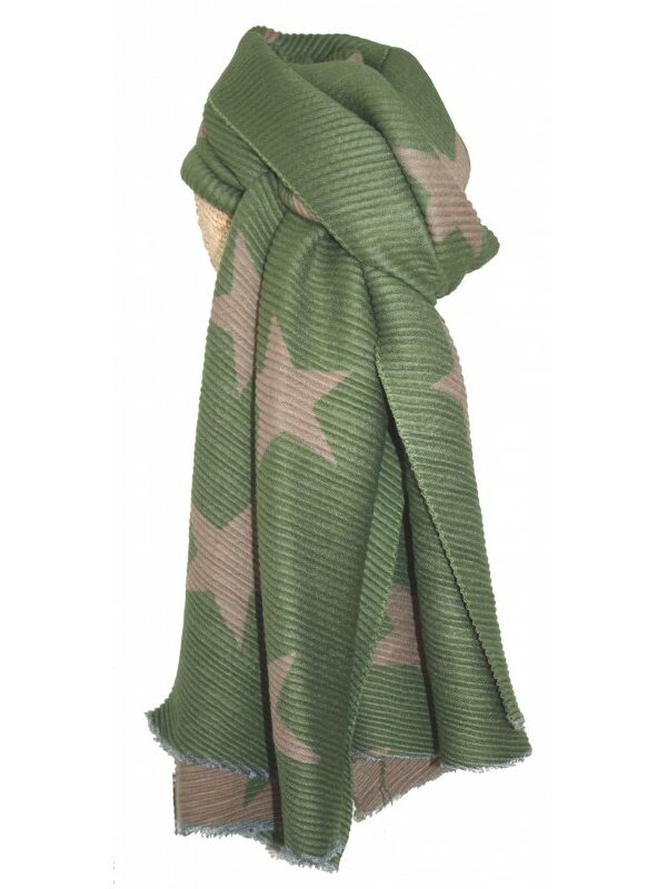 Olive Pleated Star Scarf