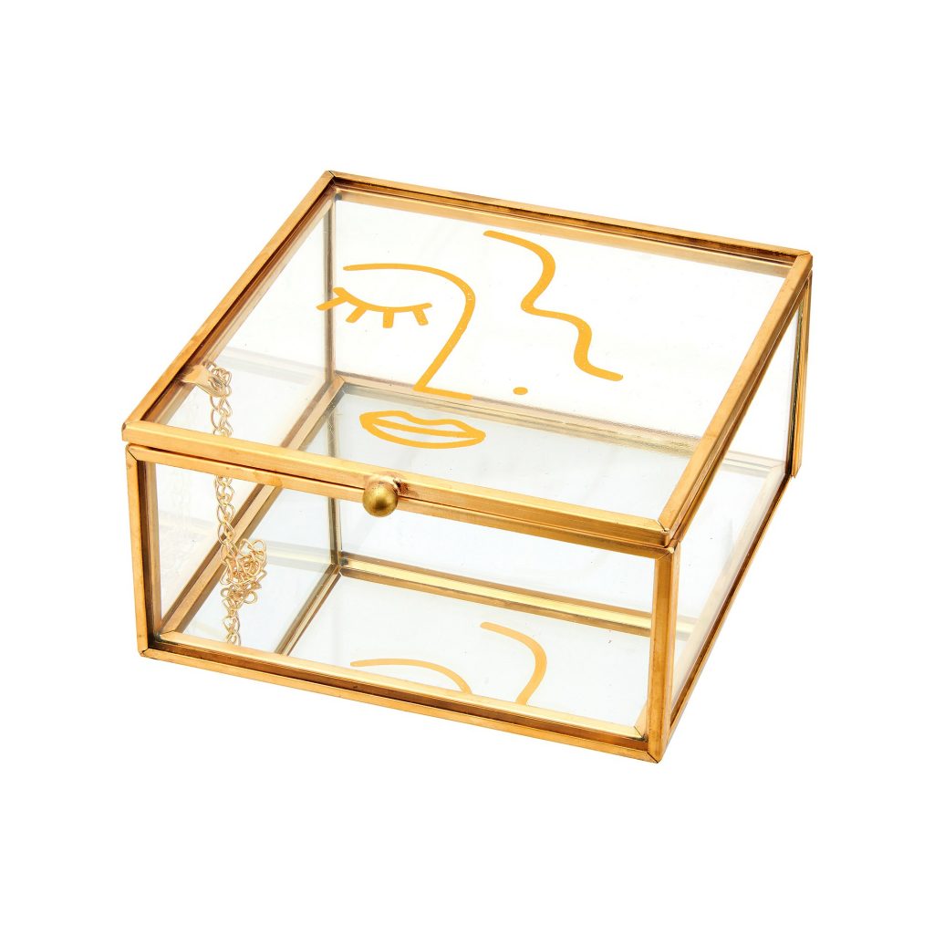 Abstract Face Glass Jewellery Box Jewellery Vegan Haven