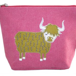 Pink Highland Cow Small Cosmetic Purse
