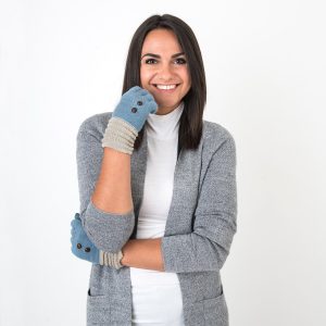 Blue Buttoned Ladies Gloves