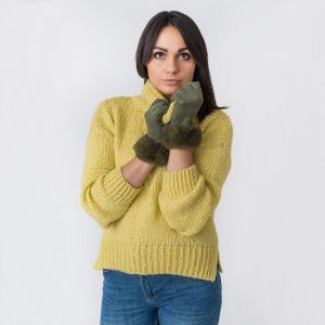 Dana Green Fur Edge Gloves