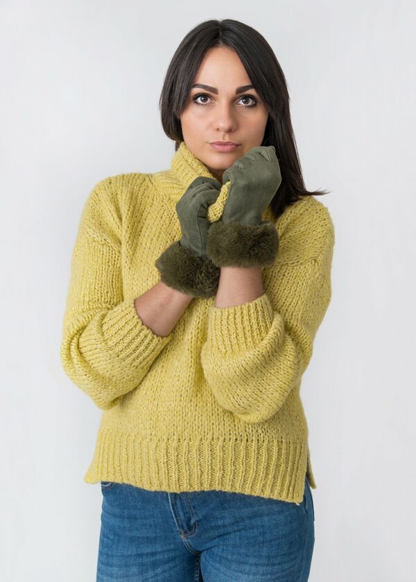Dana Green Fur Edge Gloves