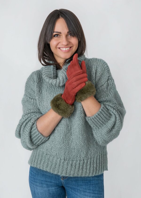 Ella Rust Fur Edge Gloves