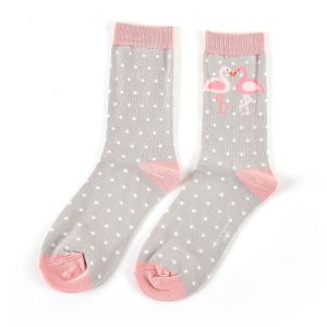 Grey Kissing Flamingo Socks