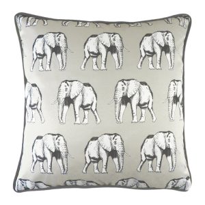 White Safari Elephant Repeat Cushion
