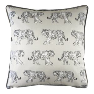 White Safari Tiger Repeat Cushion