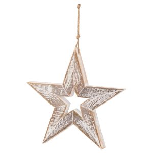 Antique White Wooden Sparkle Star