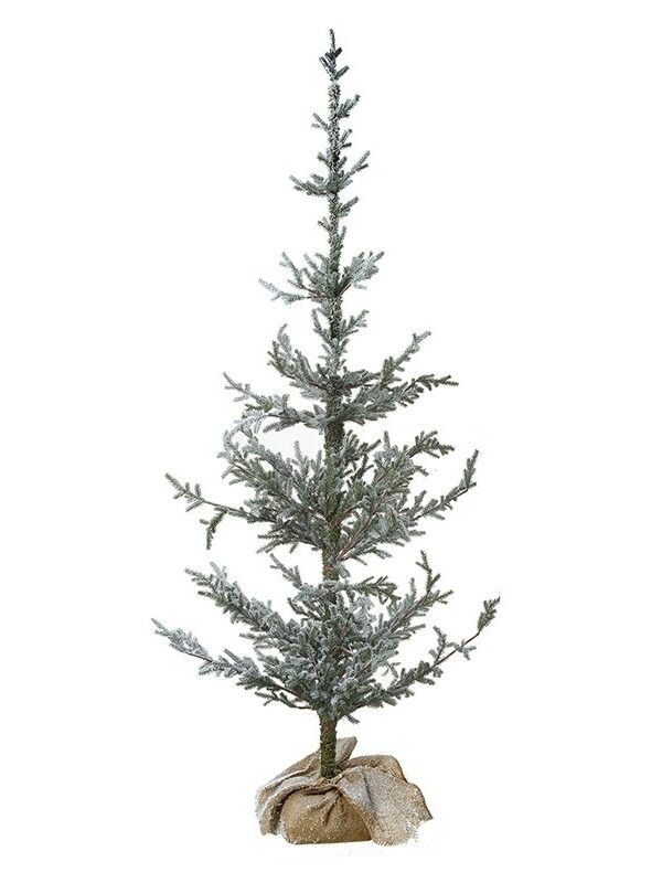 Large Snowy Fir Tree in Wrapped Hession Base