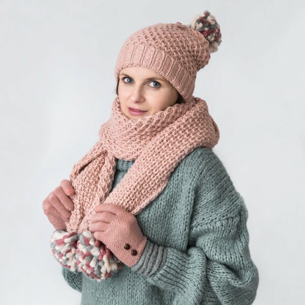 Ellen Pink Knitted Pom Pom Hat