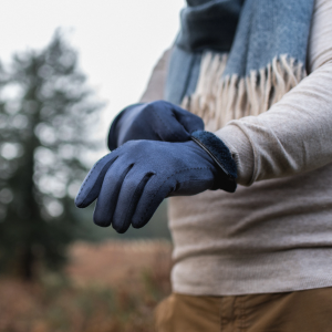Henry Navy Mens Faux Suede Touch Screen Gloves
