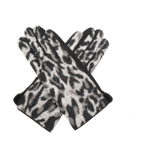 Grey Animal Print Gloves
