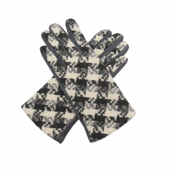 Grey Woven Check Gloves