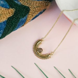 Gold Labradorite Semi Circle Necklace