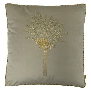 Ivory Palm Tree Velvet Cushion