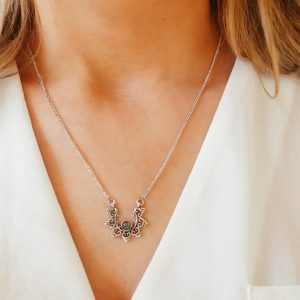 Silver Labradorite Mandala Necklace