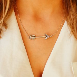 Silver Moonstone Arrow Necklace
