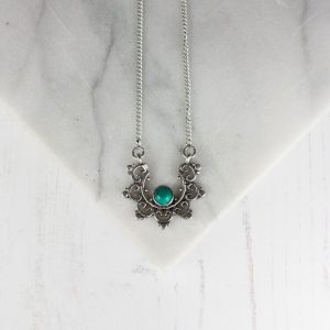 Silver Turquoise Mandala Necklace
