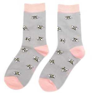 Mid Grey Scattered Bumble Bee Socks