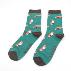 Mr Heron Green Foxes Socks