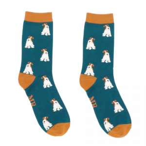 Mr Heron Teal Fox Terrier Socks