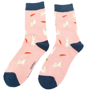 Dusky Pink Bunnies & Carrots Socks