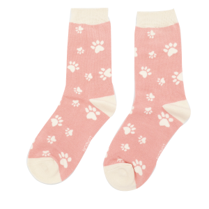 Dusky Pink Paw Prints Socks