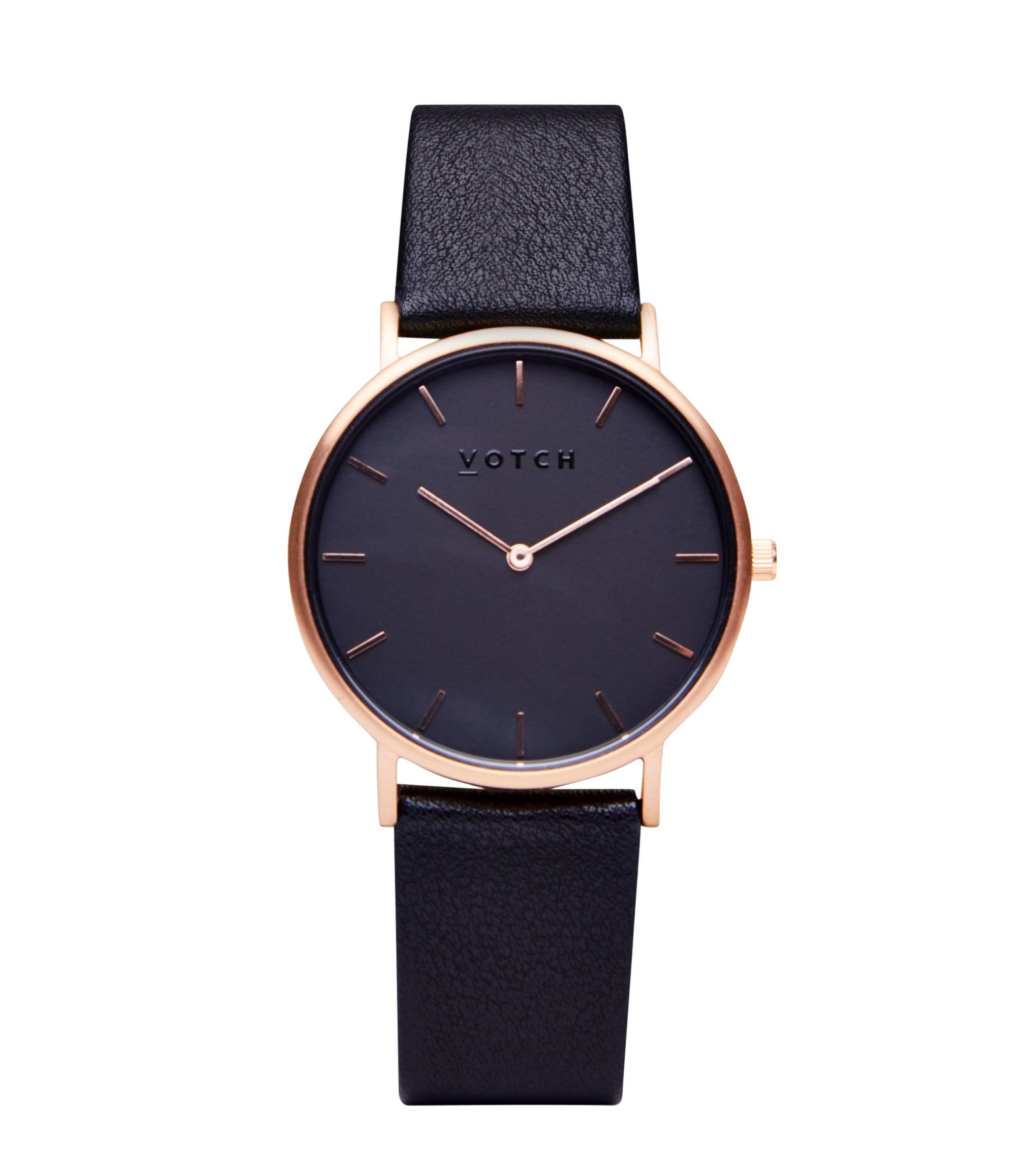 The Rose Gold & Black Face with Black Strap | VEGAN HAVEN