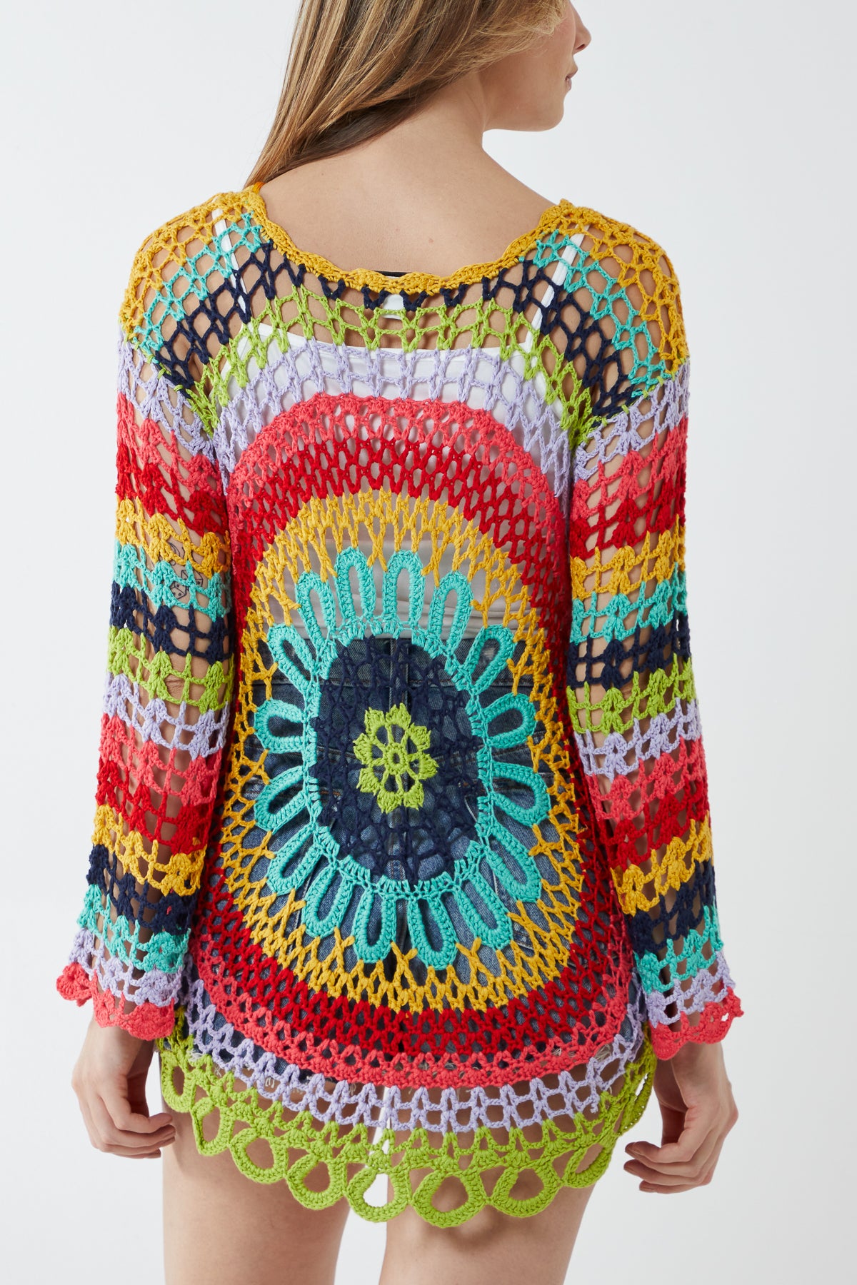 Circle Crochet Multi Colour Knit Jumper | Clothing | Vegan Haven