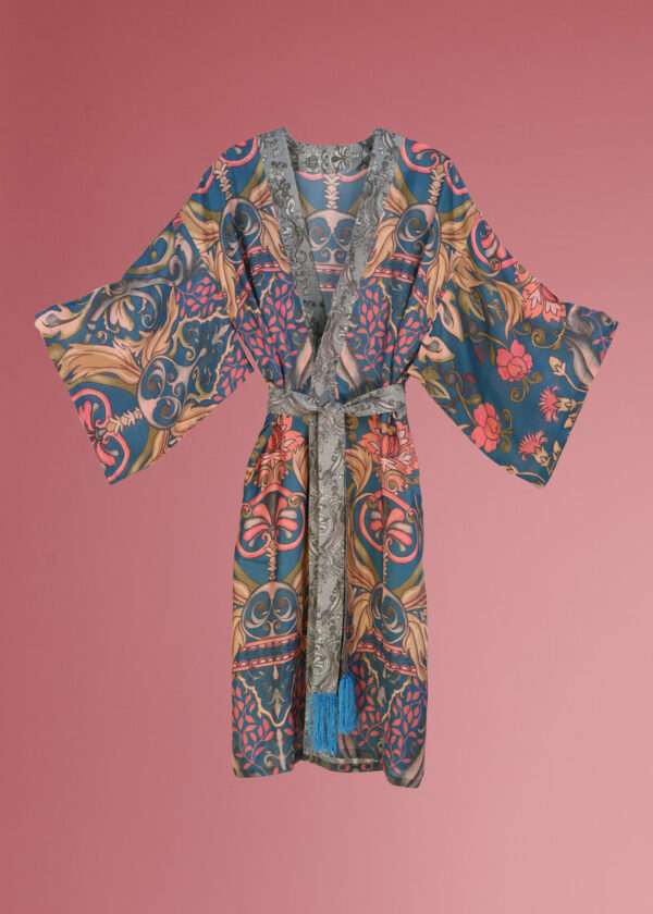 Decorative Damask Kimono Gown