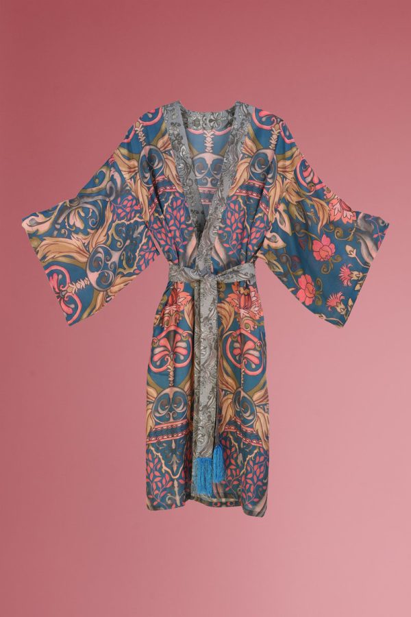 Decorative Damask Kimono Gown