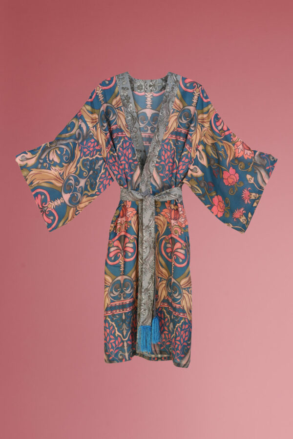 Decorative Damask Kimono Gown