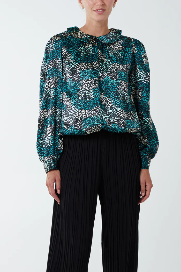 Blouson Top With Peter Pan Collar Clothing Vegan Haven