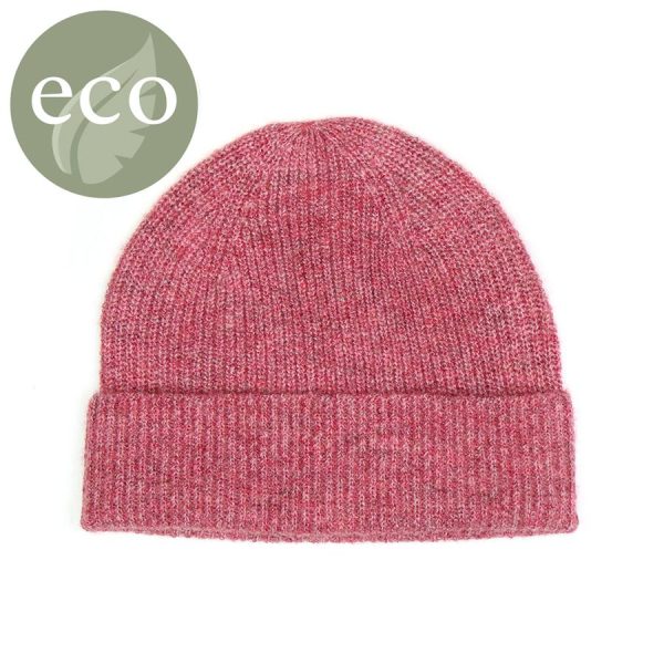 Rose Pink Ribbed Beanie Hat