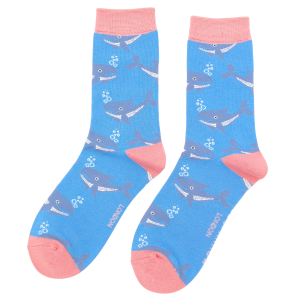 Sky Blue Whale Socks