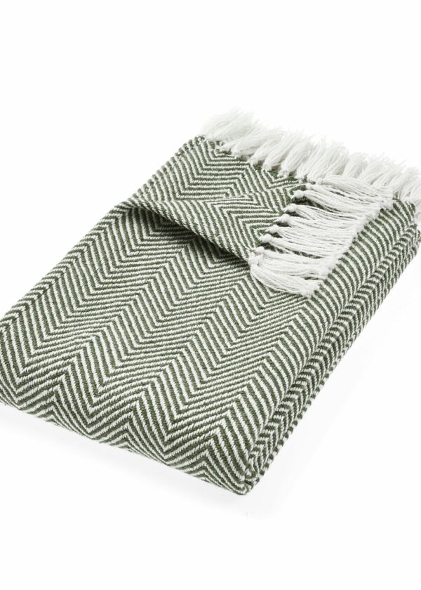 Herringbone Dark Green Throw