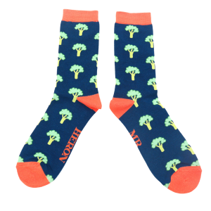 Mr Heron Navy Broccoli Socks