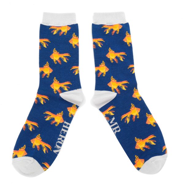Mr Heron Navy Goldfish Socks