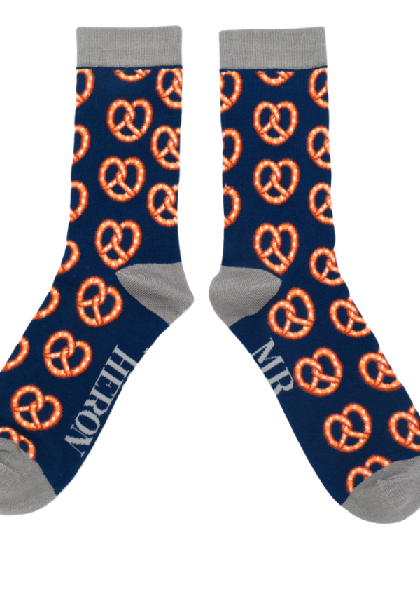 Mr Heron Navy Pretzel Socks