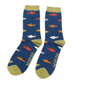 Mr Heron Navy Shark Socks