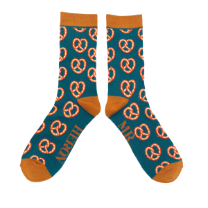 Mr Heron Teal Pretzel Socks