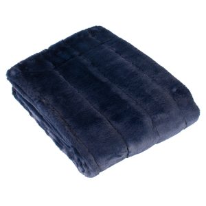 Chester Faux Fur Navy Throw