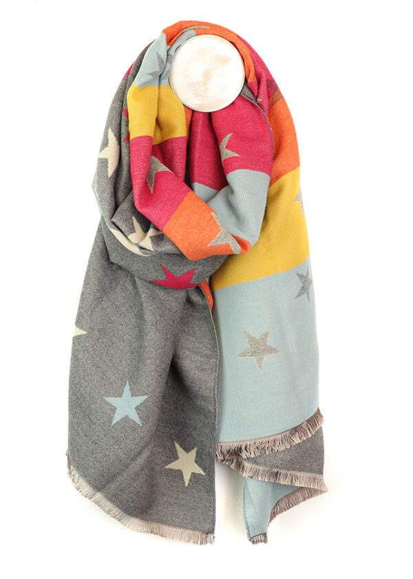 Pink Lime & Grey Reversible Scarf