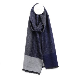 Blue & Grey Large Check Mens Scarf