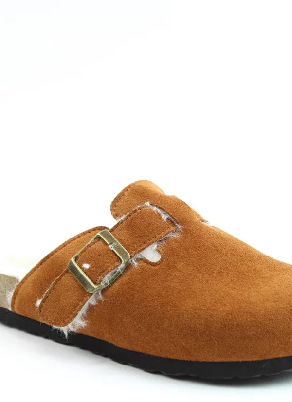 TAN VEGAN SHEARLING SLIDE