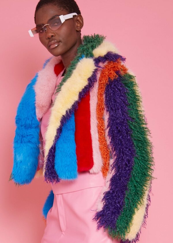 Faux Fur Hand Crafted Eco Bamboo Cropped Coat