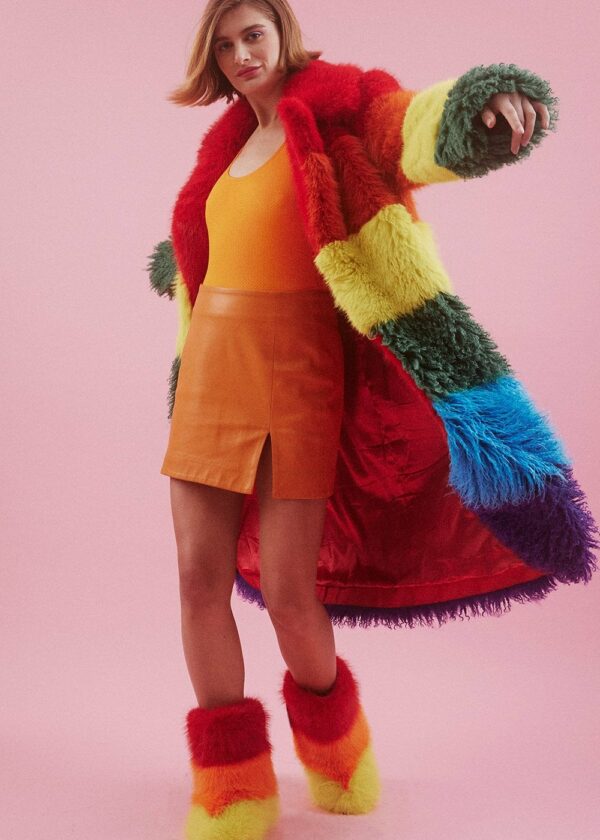 Handmade Rainbow Bamboo Maxi Coat