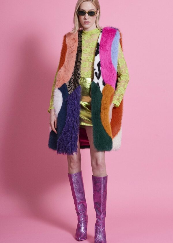 Multi Coloured Handmade Bamboo Faux Fur Gilet