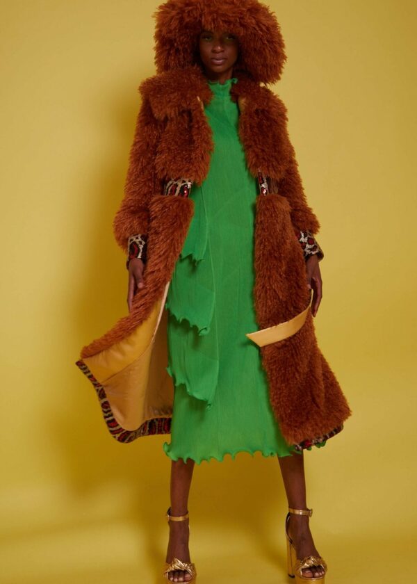 Tan Knitted Bamboo and Mongolian Coat
